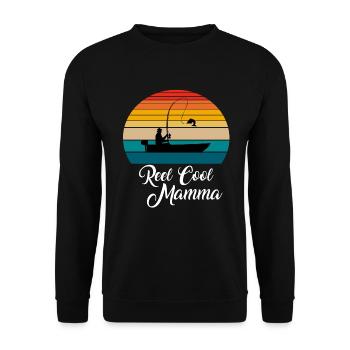 Reel Cool Mamma Fishing Gifts - Unisex Sweatshirt - black - Front - Alina (178cm) & Michal (187cm)