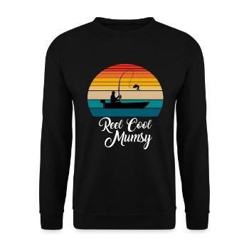 Reel Cool Mumsy Fishing Gifts - Unisex Sweatshirt - black - Front - Alina (178cm) & Michal (187cm)