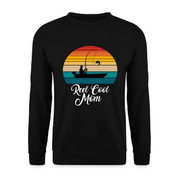 Reel Cool Mom Fishing Gifts - Unisex Pullover - Schwarz - Vorne - Alina (178cm) & Michal (187cm)