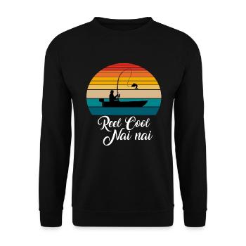 Reel Cool Nai nai Fishing Gifts - Unisex Sweatshirt - black - Front - Alina (178cm) & Michal (187cm)