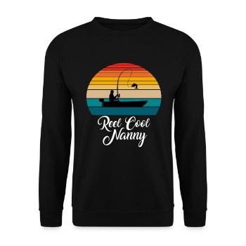 Reel Cool Nanny Fishing Gifts - Unisex Sweatshirt - black - Front - Alina (178cm) & Michal (187cm)