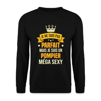 Je suis un pompier méga sexy, Cadeau pompier - Sweat-shirt Unisexe - noir - Devant - Alina (178cm) & Michal (187cm)