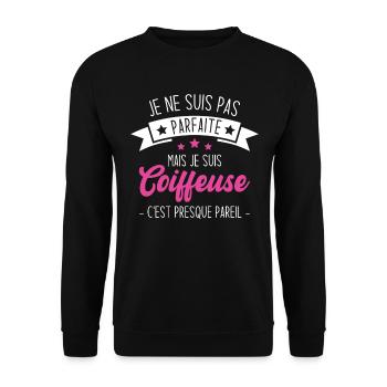 Je ne suis pas parfaite mais je suis coiffeuse - Sweat-shirt Unisexe - noir - Devant - Alina (178cm) & Michal (187cm)