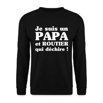 je suis un papa et routier qui déchire - Sweat-shirt Unisexe - noir - Devant - Alina (178cm) & Michal (187cm)