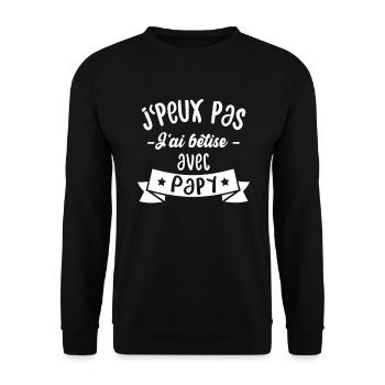 Je peux pas j'ai bêtise avec papy - Sweat-shirt Unisexe - noir - Devant - Alina (178cm) & Michal (187cm)