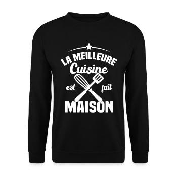 La Meilleure Cuisine est fait Maison - Sweat-shirt Unisexe - noir - Devant - Alina (178cm) & Michal (187cm)