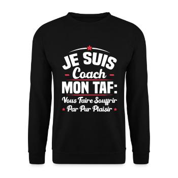 Je suis coach, Humour cadeau sportif coach - Sweat-shirt Unisexe - noir - Devant - Alina (178cm) & Michal (187cm)