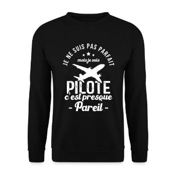 Je ne suis pas parfait mais je suis pilote - Sweat-shirt Unisexe - noir - Devant - Alina (178cm) & Michal (187cm)