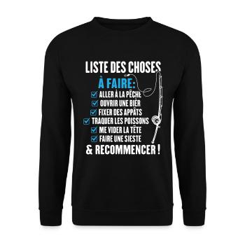 La liste du pêcheur Cadeau humour pour pêcheur - Sweat-shirt Unisexe - noir - Devant - Alina (178cm) & Michal (187cm)