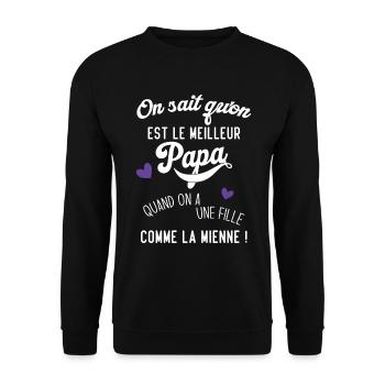 Meilleur papa quand on a une fille comme la mienne - Sweat-shirt Unisexe - noir - Devant - Alina (178cm) & Michal (187cm)