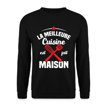 La Meilleure Cuisine est fait Maison - Sweat-shirt Unisexe - noir - Devant - Alina (178cm) & Michal (187cm)