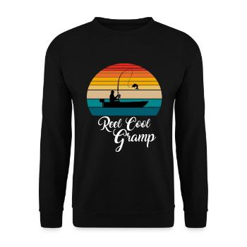 Reel Cool Gramp Fishing Gifts - Unisex Sweatshirt - black - Front - Alina (178cm) & Michal (187cm)