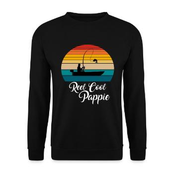 Reel Cool Pappie Fishing Gifts - Unisex Sweatshirt - black - Front - Alina (178cm) & Michal (187cm)