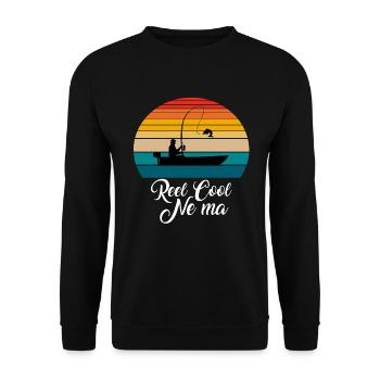 Reel Cool Ne ma Fishing Gifts - Unisex Sweatshirt - black - Front - Alina (178cm) & Michal (187cm)