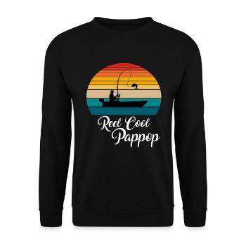 Reel Cool Pappop Fishing Gifts - Unisex Pullover - Schwarz - Vorne - Alina (178cm) & Michal (187cm)
