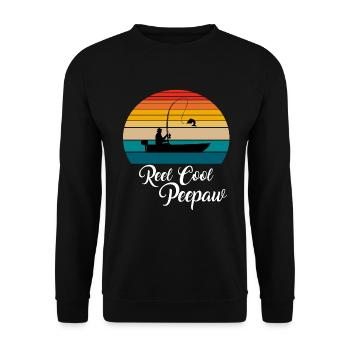 Reel Cool Peepaw Fishing Gifts - Unisex Pullover - Schwarz - Vorne - Alina (178cm) & Michal (187cm)