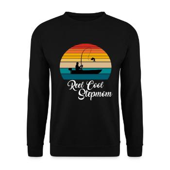 Reel Cool Stepmom Fishing Gifts - Unisex Sweatshirt - black - Front - Alina (178cm) & Michal (187cm)