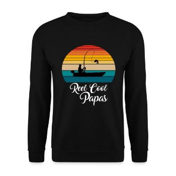 Reel Cool Papas Fishing Gifts - Unisex Pullover - Schwarz - Vorne - Alina (178cm) & Michal (187cm)
