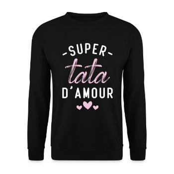 Cadeau Femme Super tata d'amour - Sweat-shirt Unisexe - noir - Devant - Alina (178cm) & Michal (187cm)