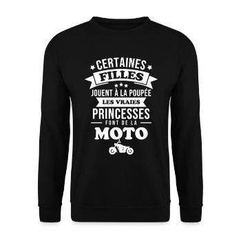Les vraies princesse font de la moto - Sweat-shirt Unisexe - noir - Devant - Alina (178cm) & Michal (187cm)