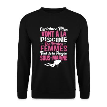 Les vraies femmes font de la plongée sous marine - Sweat-shirt Unisexe - noir - Devant - Alina (178cm) & Michal (187cm)
