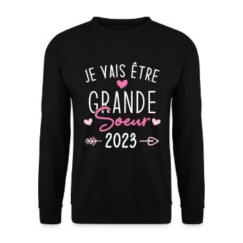 Je Vais Être Grande Sœur 2023 - Sweat-shirt Unisexe - noir - Devant - Alina (178cm) & Michal (187cm)