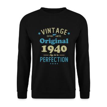 Cadeau D'anniversaire 1940 Rétro Vintage 1940 - Sweat-shirt Unisexe - noir - Devant - Alina (178cm) & Michal (187cm)