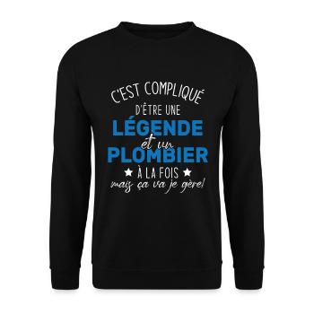 Une légende et un plombier à la fois - Sweat-shirt Unisexe - noir - Devant - Alina (178cm) & Michal (187cm)