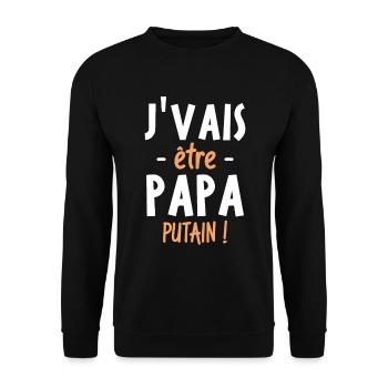 J'vais être papa putain ! - Sweat-shirt Unisexe - noir - Devant - Alina (178cm) & Michal (187cm)