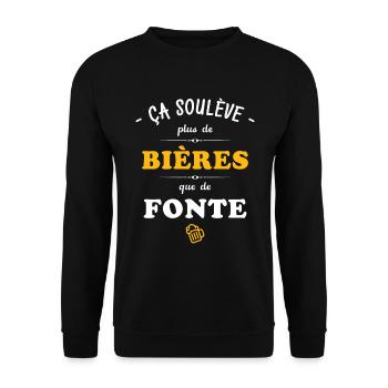 ça soulève plus de bières que de fonte - Sweat-shirt Unisexe - noir - Devant - Alina (178cm) & Michal (187cm)