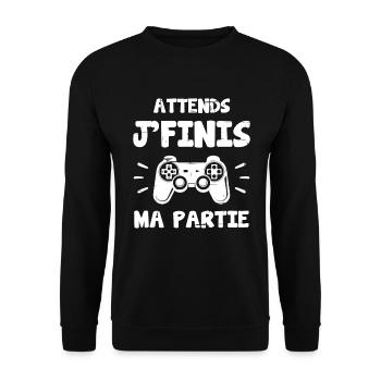 Attends Je Finis ma Partie - Sweat-shirt Unisexe - noir - Devant - Alina (178cm) & Michal (187cm)