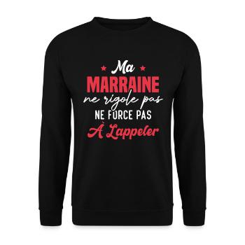 Ma marraine ne rigole pas ne force pas à l'appeler - Sweat-shirt Unisexe - noir - Devant - Alina (178cm) & Michal (187cm)
