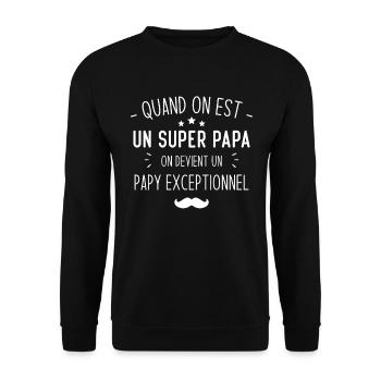 Un super papa on devient un papy exceptionnel - Sweat-shirt Unisexe - noir - Devant - Alina (178cm) & Michal (187cm)