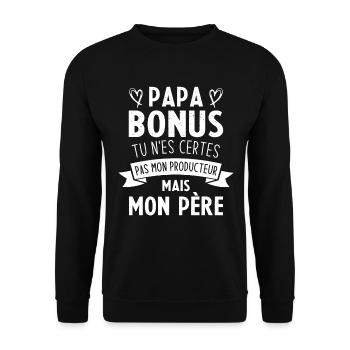 Papa bonus tu n'es certes pas mon producteur - Sweat-shirt Unisexe - noir - Devant - Alina (178cm) & Michal (187cm)