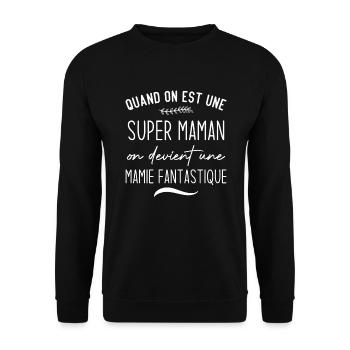 Un super papa on devient un papy fantastique - Sweat-shirt Unisexe - noir - Devant - Alina (178cm) & Michal (187cm)