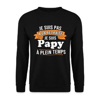 Je ne suis pas retraité je suis papy à plein temps - Sweat-shirt Unisexe - noir - Devant - Alina (178cm) & Michal (187cm)