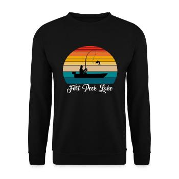 Fort Peck Lake Fishing Spot - Unisex Pullover - Schwarz - Vorne - Alina (178cm) & Michal (187cm)