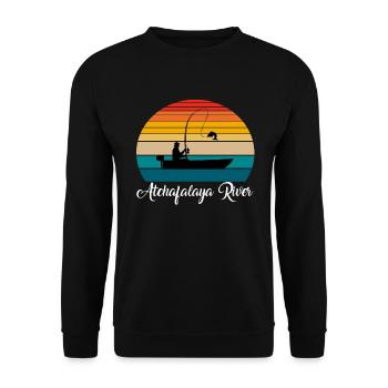 Atchafalaya River Fishing Spot - Unisex Pullover - Schwarz - Vorne - Alina (178cm) & Michal (187cm)