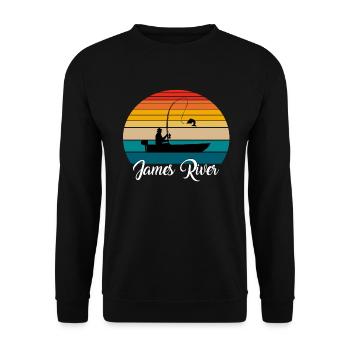 James River Fishing Spot - Unisex Sweatshirt - black - Front - Alina (178cm) & Michal (187cm)