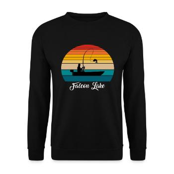 Falcon Lake Fishing Spot - Unisex Pullover - Schwarz - Vorne - Alina (178cm) & Michal (187cm)
