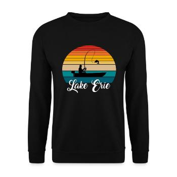 Lake Erie Fishing Spot - Unisex Sweatshirt - black - Front - Alina (178cm) & Michal (187cm)