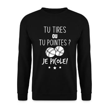 Tu tires ou tu pointes je picole - Sweat-shirt Unisexe - noir - Devant - Alina (178cm) & Michal (187cm)