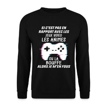 Si C'est Pas En Rapport Avec Les Mangas Jeux Vidéo - Sweat-shirt Unisexe - noir - Devant - Alina (178cm) & Michal (187cm)