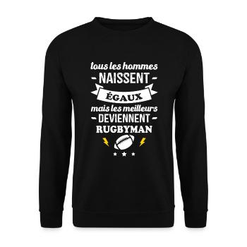 Les meilleurs hommes deviennent rugbymans - Sweat-shirt Unisexe - noir - Devant - Alina (178cm) & Michal (187cm)