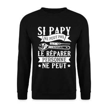 Si papy ne peut pas le réparer, personne ne peut - Sweat-shirt Unisexe - noir - Devant - Alina (178cm) & Michal (187cm)