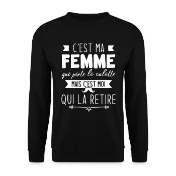 C'est ma femme qui porte la culotte - Sweat-shirt Unisexe - noir - Devant - Alina (178cm) & Michal (187cm)