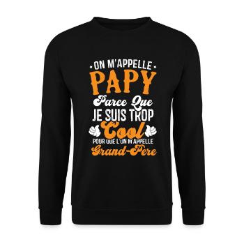 On m'appelle papy parce que je suis trop cool - Sweat-shirt Unisexe - noir - Devant - Alina (178cm) & Michal (187cm)