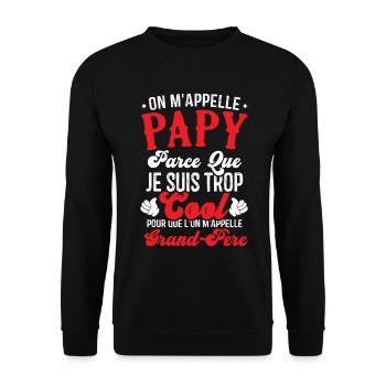 On m'appelle papy parce que je suis trop cool - Sweat-shirt Unisexe - noir - Devant - Alina (178cm) & Michal (187cm)