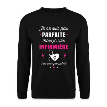 Je ne suis pas parfaite mais je suis infirmière - Sweat-shirt Unisexe - noir - Devant - Alina (178cm) & Michal (187cm)