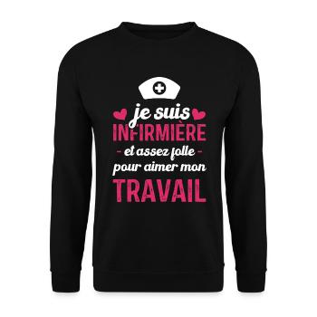 Je suis infirmière, et aimer mon travail - Sweat-shirt Unisexe - noir - Devant - Alina (178cm) & Michal (187cm)